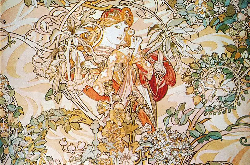 Femme a la Marguerite in Detail Alphonse Mucha